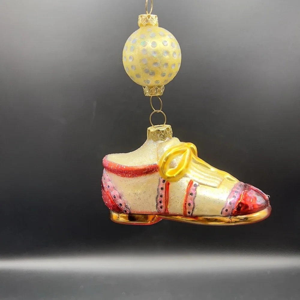 Blown Glass Golf Shoe Club Bag & Ball Ornaments Christmas Set of 3 - 1 Repair